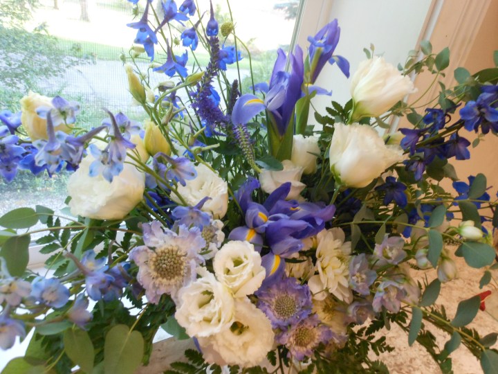 Blue and White Hand Tied Bouquet